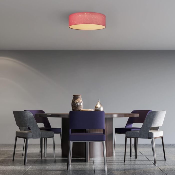 Navaris LED Ceiling Light - Dimmable Color Temperature Change Remote Control - 22W Starry Sky - Living Room Lamp Bedroom Ceiling Lamp Children's Room Lamp Ceiling (40cm, Pink)