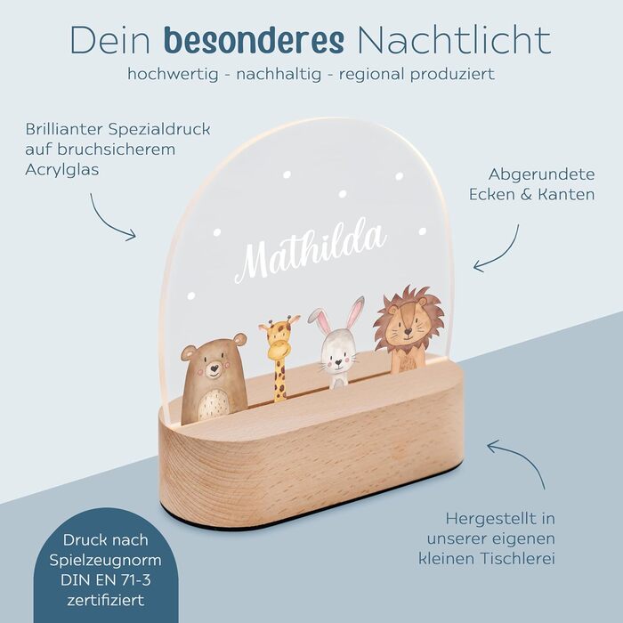 Wonderwish - Personalized Night Light for Babies - Individual Nightstand Lamp for Children - Personalized Gifts for Kids - Baby Gift - Newborn Gift
