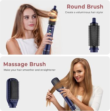 Фен-щітка Air Styler Pro 6 в 1: 1000W, для всіх типів волосся (блакитний)