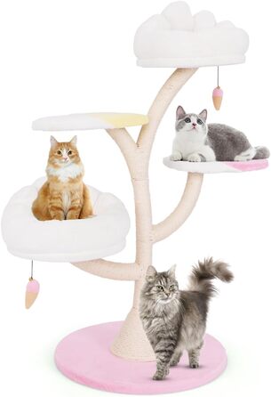 Дерев'яний кігтеточка для котів COSTWAY 165 см з 4 лежаками, печерею та сизалевими стовпчиками. Міцний кігтеточка-вежа з металевим каркасом, меблі для котів.