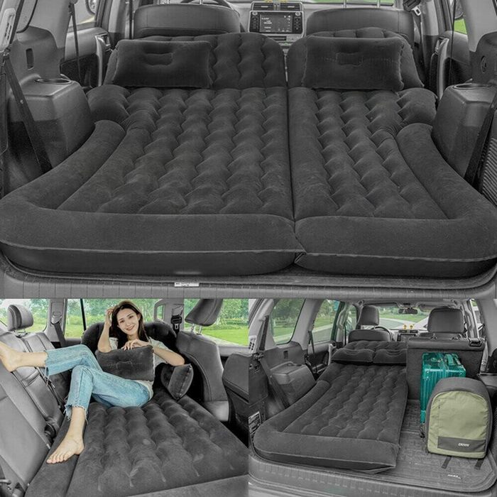 Автоматизована повітряна матрац для автомобіля Awolsrgiop, 170x120 см. З надувними подушками та насосом. Ідеально для подорожей, кемпінгу та відпочинку на природі. Чорний колір.