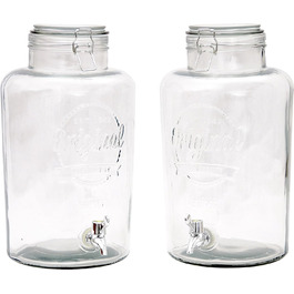 2 XL drink dispensers (8 liters each) made of glass with tap