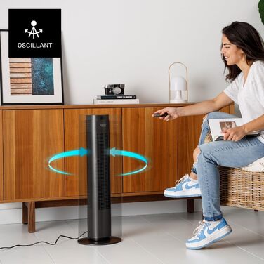 Вентилятор Taurus Babel RCH з пультом керування, 50W, 86 см, 4 швидкості, 3 режими, таймер, осциляція, сірий