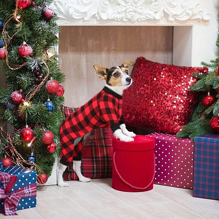 Dog Fleece Sweater, Buffalo Plaid, Dog Clothes, Dog Outfit, Soft, Thickening, Warm Pet Clothing, Dog Sweater, for Girls and Boys (M)