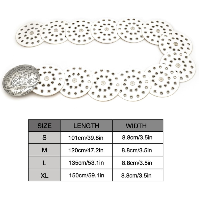 Жіночий шкіряний пояс LIMHOO з вирізами, білий, розмір XL (150 см) в стилі бохо вестерн