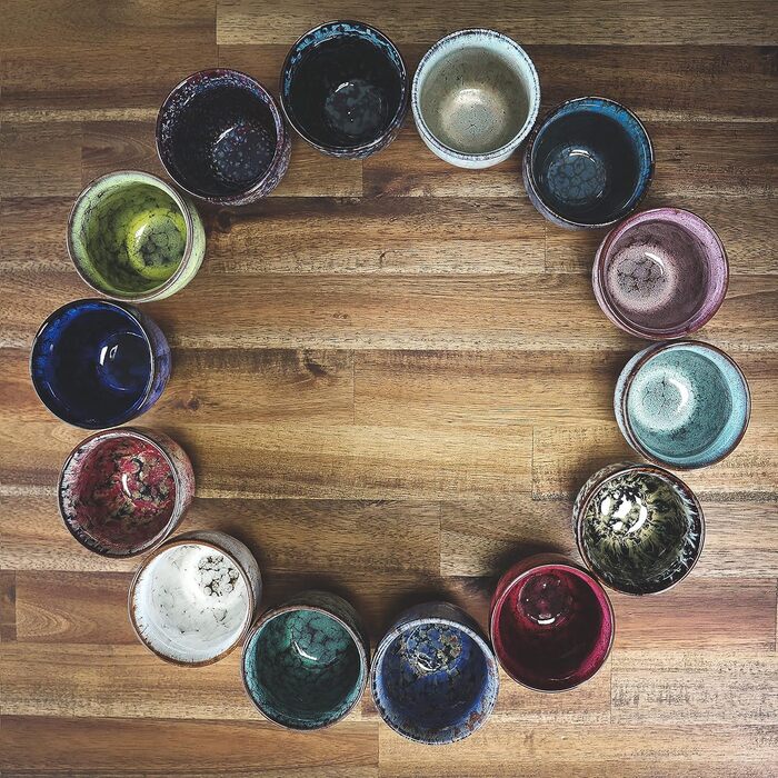 Керамічні чашки Ganzoo для кави та чаю, набір 2 шт, 200 мл, сучасний дизайн, без ручки, унікальні кольори