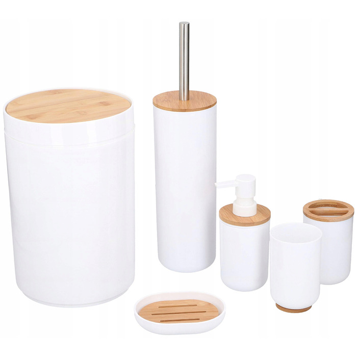 Набір аксесуарів для ванної кімнати Alpina, 6 елементів, білий