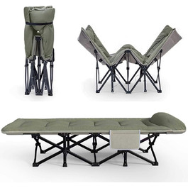 Розкладне ліжко для дорослих HCBUTAЕ 250kg - односпальне, гостьове, туристичне ліжко для відпочинку на природі та вдома (з кишенею, сталевий каркас, Oxford)