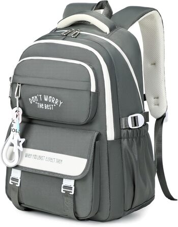 Шкільний рюкзак Tanou для дівчаток, 4-12 клас, водонепроникний, сірий