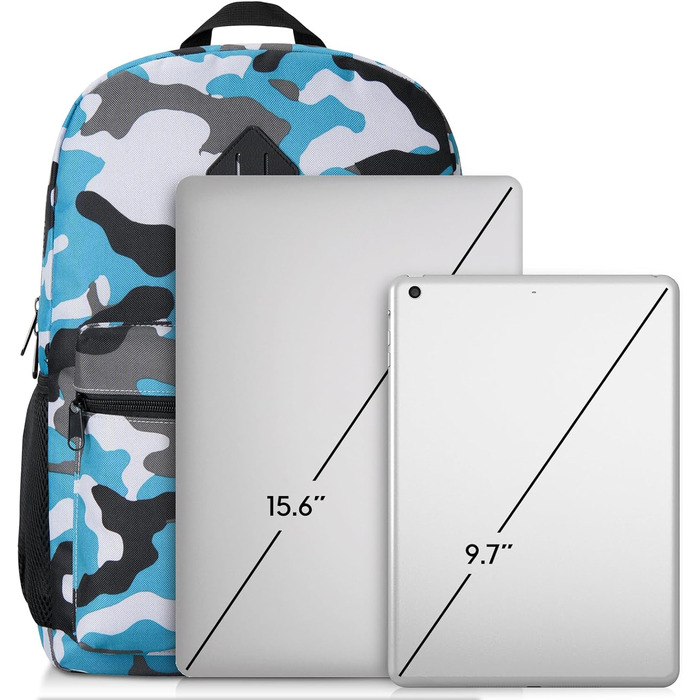 Рюкзак YAMTION 17,3 дюйма для чоловіків та жінок, шкільний, для підлітків, студентів, з USB-портом, камуфляжний синій