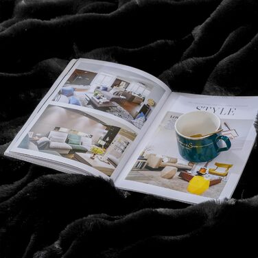 М'яка ковдра з штучного хутра 130x150 см - тепла та затишна ковдра для дому та дивана (Чорний)