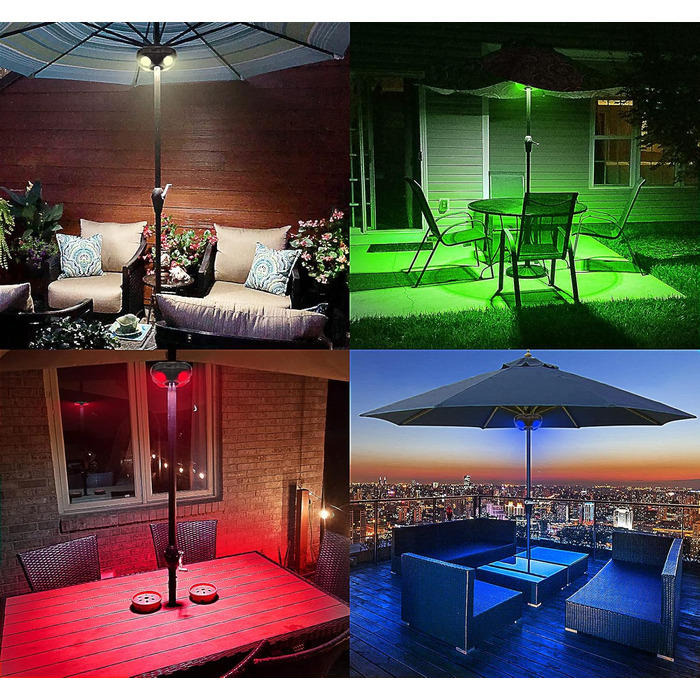 HONWELL LED Outdoor Lights Umbrella Lighting Lamp Emergency Light Dimmable 12 Colors Tent Light Camping Lighting Wireless Light (brown) Battery Powered for Garden Beach BBQ Party Camping