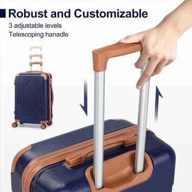 Набір валіз LEADZM 3 шт. з захистом кутів, ABS, телескопічний ручка, ручна поклажа, контрастне кольорове рішення (кремово-білий)