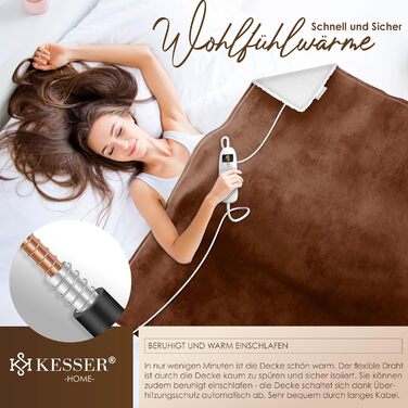 Електрична грілка KESSER® 200x180 см з автовимкненням | Двостороння, 9 температурних режимів, з таймером та цифровим дисплеєм | Для ліжка, дивана | Можна прати до 40°C