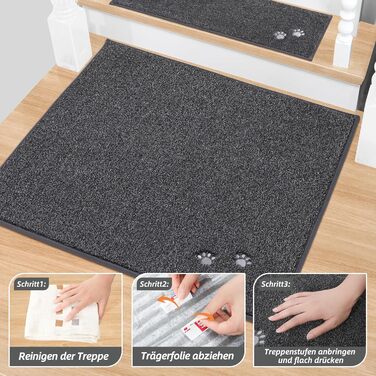 BEQHAUSE Non-Slip Stair Treads - 15 Pack, Washable Carpet for Stairs - Safe for Kids, Seniors & Pets, 22x70cm (8.7 x 27.5 inch), 100% Polyester with TPE Backing