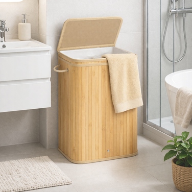 Вузький складаний кошик для білизни з бамбука, органайзер для прання, 72 л