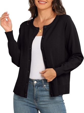 Чоловічий легкий кардиган PrinStory з круглою горловиною, чорний (L)