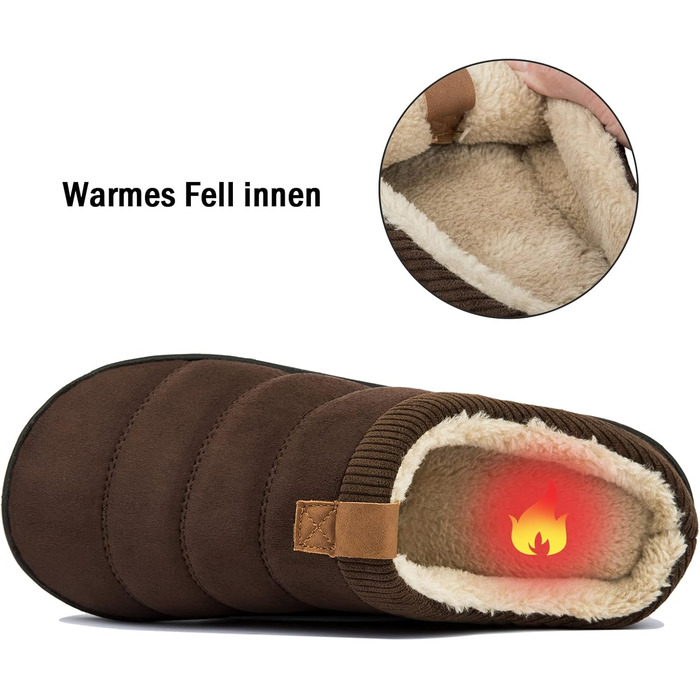 Чоловічі тапочки зимові теплі м'які комфортні з меморі-піною, антиковзні для дому та вулиці (39/40 EU, Кофе)