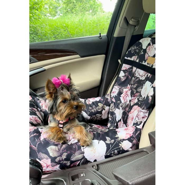 Крісло для собак у машину Petsen з іменем, корзина для собак, автоліжко для маленьких собак, автоліжко з іменем (Рожеве)