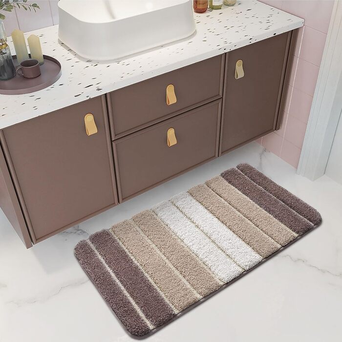 Non-Slip Bathroom Rug - Absorbent Bath Mat 60 x 110 cm - Washable Soft Bath Mat for Bathroom (2-Pack 40 x 60 cm, Beige)