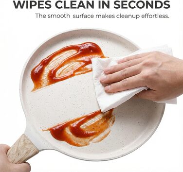 Сковорода для млинців Hiceeden антипригарна 26 см з розширювачем, для всіх плит (індукція), без PFOA, біла