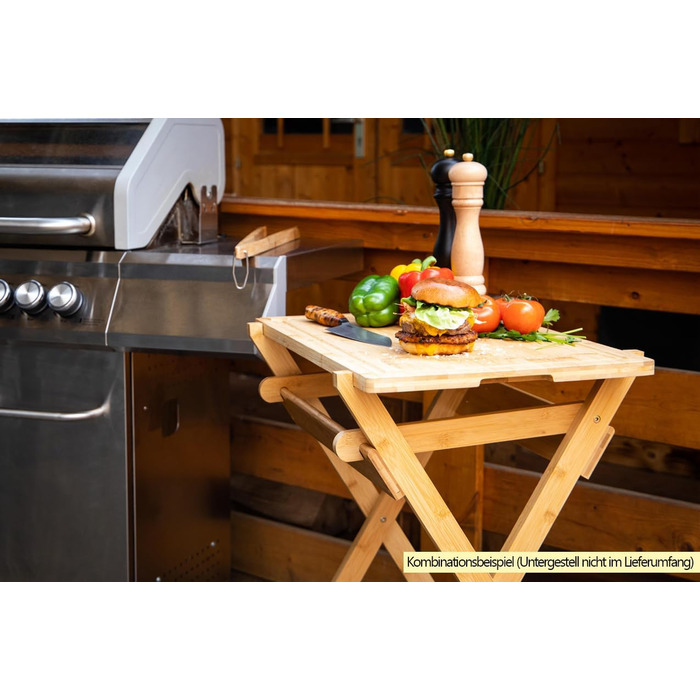 Обробна дошка Grillfürst з бамбука, нековзка, 63x40 см – для м'яса, сиру та ковбас, сервірувальна дошка, заміна для столика