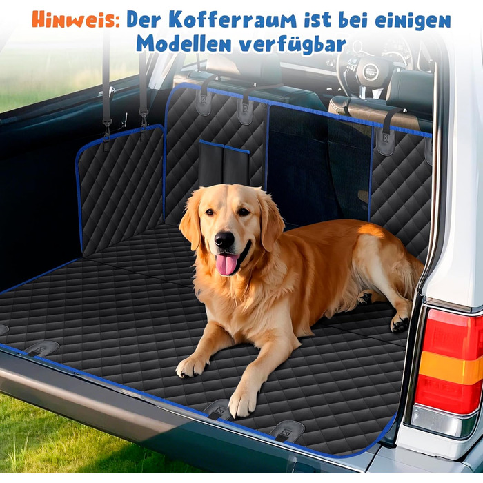 Водонепроникний килимок для собак у машину з боковинами та сіткою, захист для заднього сидіння, ремені безпеки та захист багажника, чорний/сірий