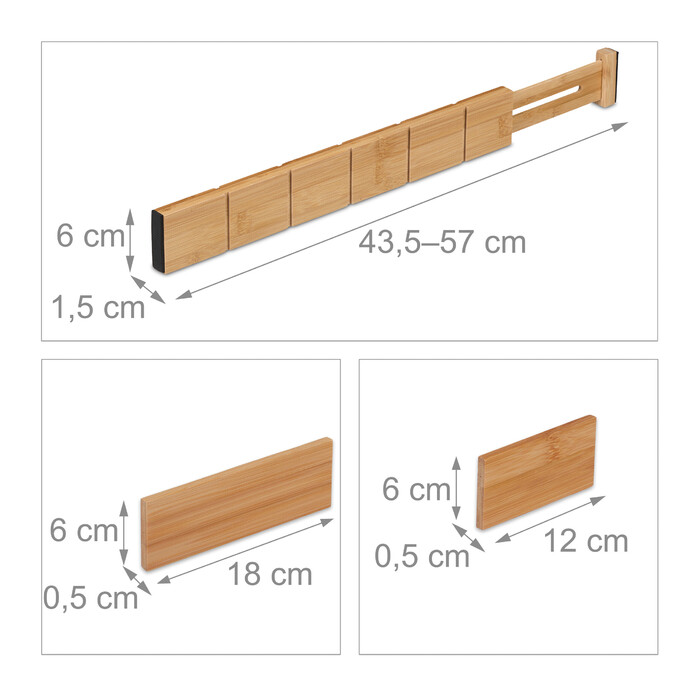 Relaxdays 18-piece Drawer Divider Set made of Bamboo