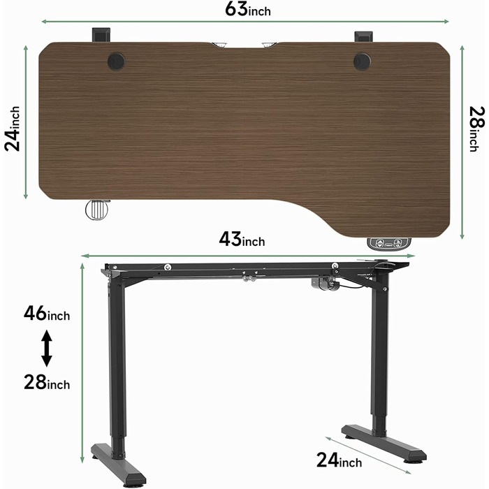 Електричний стіл Dripex з регулюванням висоти, 160x75x(71-117) см, для home office, горіх+чорний
