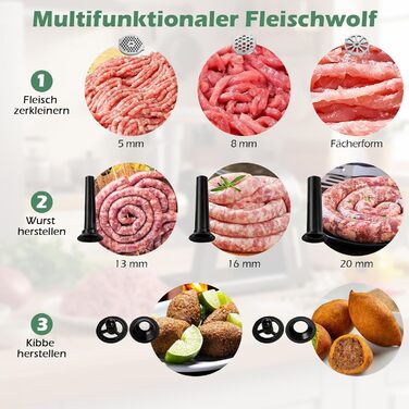 М'ясорубка електрична COSTWAY 2000 Вт з насадками для ковбас та кеббе, 3 диски, контейнер для зберігання - для дому та кухні