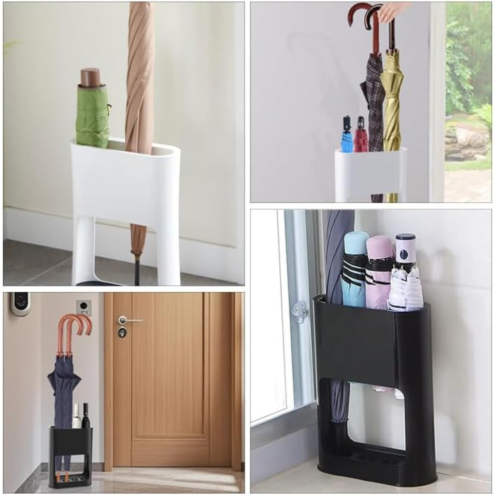 Підставка для парасоль підставка для парасоль з знімною підставкою для збору води, 22 x 9 x 28 см, 4 слоти, чорна