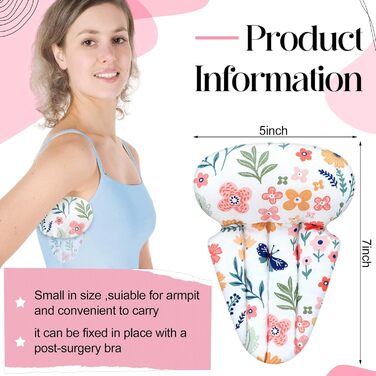Juexica 4 Pack Lymph Edema Axilla Mastectomy Pillow Cotton Post-Breast Surgery Recovery Breast Pillow for Sleeping, Mastectomy, Armpit Pain Relief (Flower)