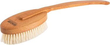 Body brush with handle for sensitive skin, body brush, back brush for seniors, gentle, natural beech wood and soft bristles, Made in Germany