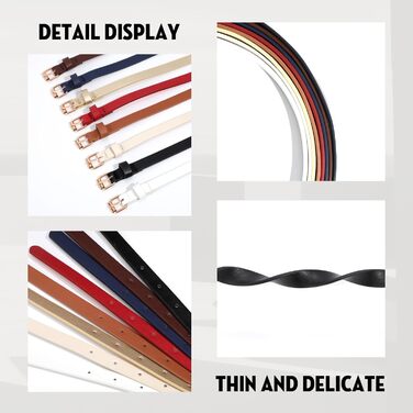 LEACOOLKEY 4 жіночі шкіряні тонкі ремені для суконь та джинсів. Тонкий пояс для талії, з золотою пряжкою (100см, 120см). Розміри: 66-79см, 93-104см. Кольори: чорний, коричневий, темно-синій, білий.