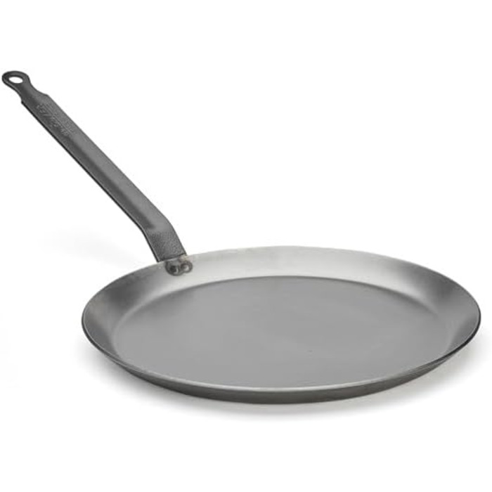 Млинцева пательня de Buyer Carbone Plus, важка, 24 см, з вуглецевої сталі, срібляста