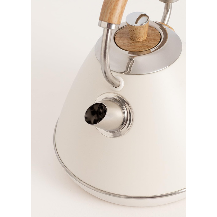 Електричний чайник RETRO PRO з регулюванням температури, 1 л / Автоматичне відключення, швидке кип'ятіння, неслизька підставка, прозоре вікно, 1200W (1 л, кремовий)