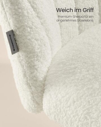 Офісний стілець SONGMICS з м'яким сидінням (фліс), регульована висота, кремово-білий - для дому, офісу, спальні