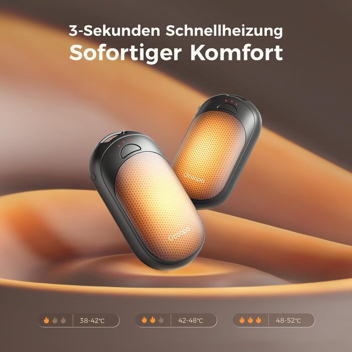 Електричні грілки для рук Ocoopa 2 шт. з магнітом, 5000mAh, 3 режими нагріву, компактні, чорні