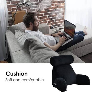 Велике спинне подушка з підлокітниками та підтримкою шиї для читання. Підтримуюча подушка, подушка для читання, подушка для відпочинку в ліжку з пральним покриттям. Багатофункціональна подушка, ідеально підходить для читання, роботи та ігор. 75x40x40CM, ч