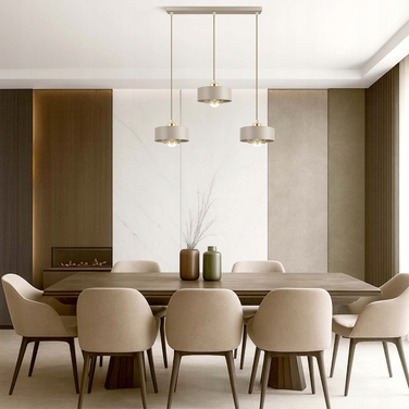 Підвісна лампа LEDLUX бежева, металева, 3xE27 із золотистими деталями