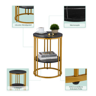 Relaxdays Side Table with Marble Look