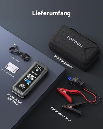 Powerbank TOPDON JS3000 для запуску двигуна, 24000mAh, 12V, для бензинових та дизельних двигунів до 9.0L та 7.0L