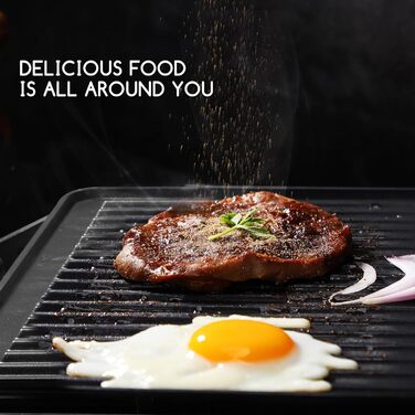 Aigostar Samson 30KLU- XXL Contact Grill, Panini Grill, Sandwich Maker, 2000 Watt, non-stick stainless steel coating, 180-degree hinge, temperature control, SINGLE PACKAGING.