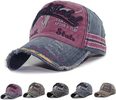 Кепка бейсболка для чоловіків та жінок, вінтажна бейсболка, кепка бейсболка, для активного відпочинку, регульована, ретро, універсальний розмір (червоний)