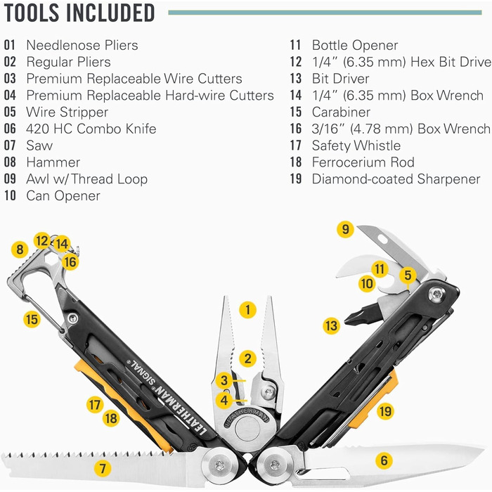 Leatherman Signal Multi-Tool - 19-Tool Camping & Survival Kit with Nylon Sheath (Gray)