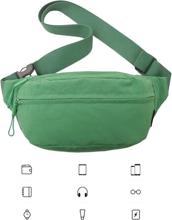 Поясна сумка чоловіча/жіноча водонепроникна для подорожей, фестивалів, спорту та прогулянок з собакою (зелена)