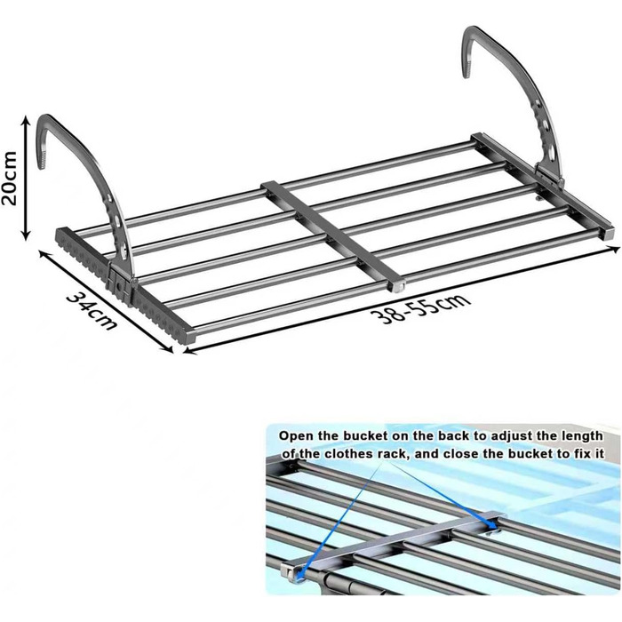 Сушарка для білизни ANEWSIR на балкон та в квартиру: розтяжна, складна, компактна, для рушників та шкарпеток (38-55 см)
