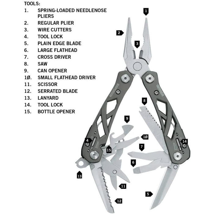 Gerber Bear Grylls Multi-tool with Nylon Sheath, 12 Functions, Ultimate Multi-tool, 31-000749 (12 Tools, EU Packaging)