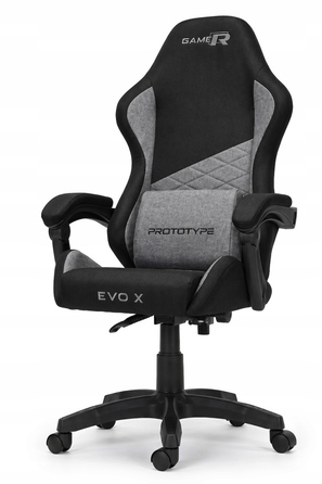 Ігрове крісло Prototype EVO, тканина, чорно-сіре