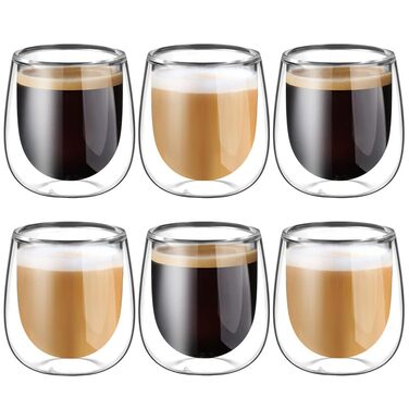 Набір склянок Glastal 6 шт. з подвійними стінками 350 мл для лате макіато, кави, чаю, напоїв з льодом (Borosilikatglas)